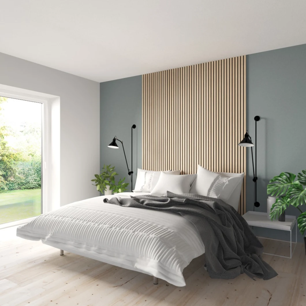 Eco-Friendly Slat Wood Panel Akupanel Veneer Pet MDF Acoustic Panel